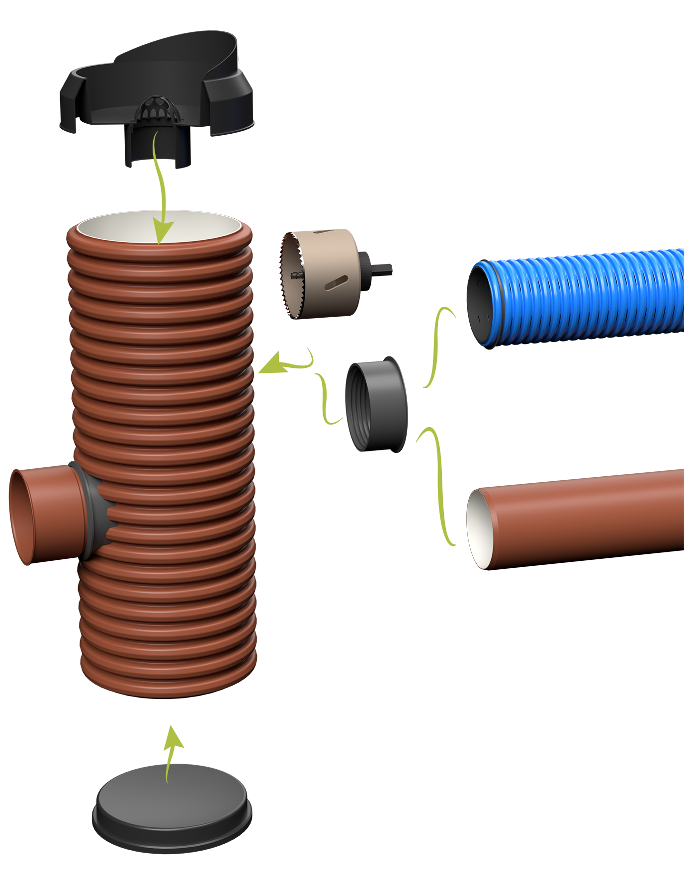 Round rainwater drain DN315/110