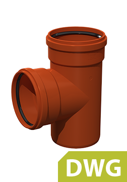 Trejgabals 90° tipveida rasējums DWG