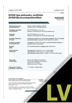 FOX Kontaktmetināmie veidgabali DN 75-225 Sertifikāts LV