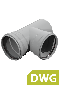 Standard Drawing T-piece PP 90° size DN110-400 for bridge DWG