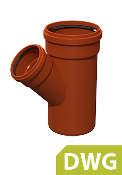 Trejgabals 45° tipveida rasējums DWG