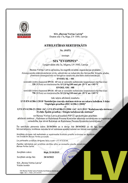 ULTRASTRESS GAS, VISIO, PROTECT Sertifikāts LV