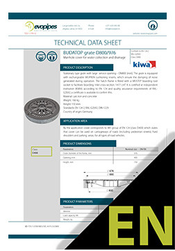 BUDATOP DN 800/976mm (grotelės) TDS EN