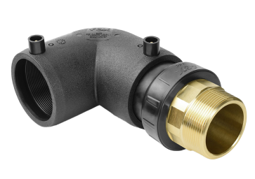 Electrofusion elbow with PE/BRASS transition 90°