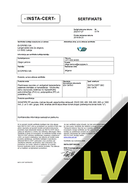GIGAPIPE PP EN 13476-3 Sertifikāta tulkojums LV (INSTA-CERT)