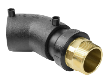 Electrofusion elbow with PE/BRASS transition 45°