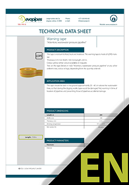 Warning tape "Wastewater pressure pipes" TDS ENG