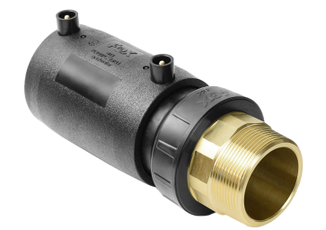 Electrofusion coupler with PE/BRASS transition