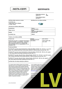 EVOSAN & EVORAIN EN 13476 Sertifikāta tulkojums LV (INSTA-CERT)